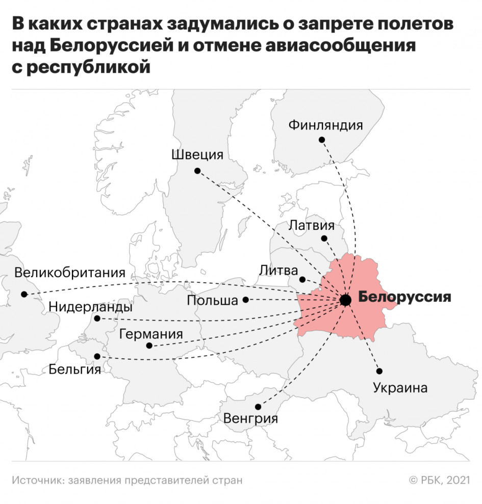 Какие страны и авиакомпании бойкотируют воздушное пространство Белоруссии