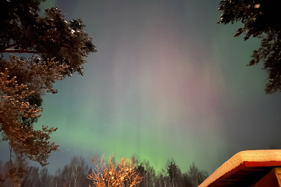 Северное сияние над Ленобластью и Карелией. Фото