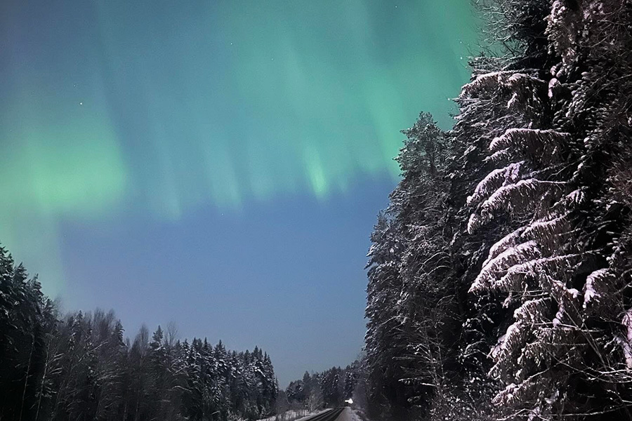 Северное сияние над Ленобластью и Карелией. Фото